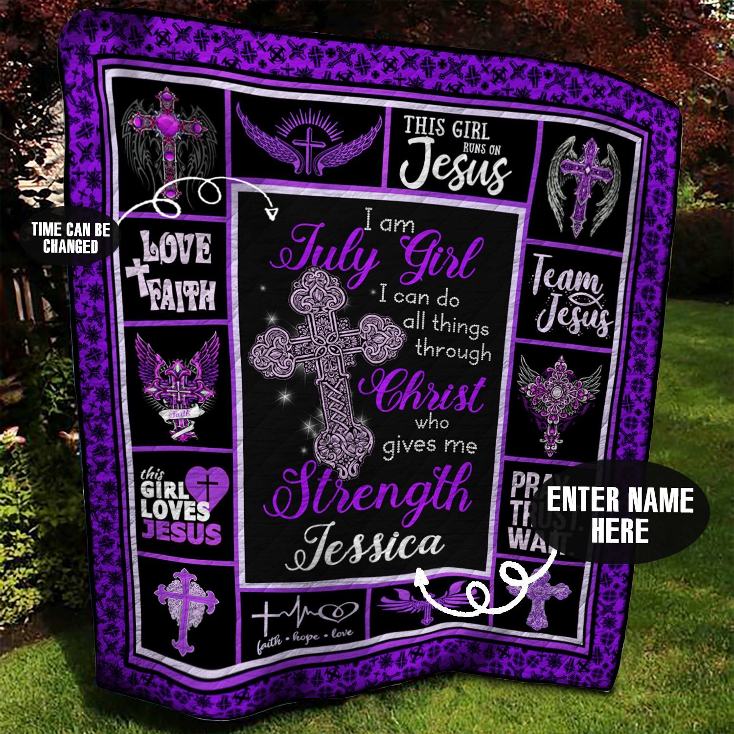 July Christ Girl Personalized Quilt Blanket BBB020641HT