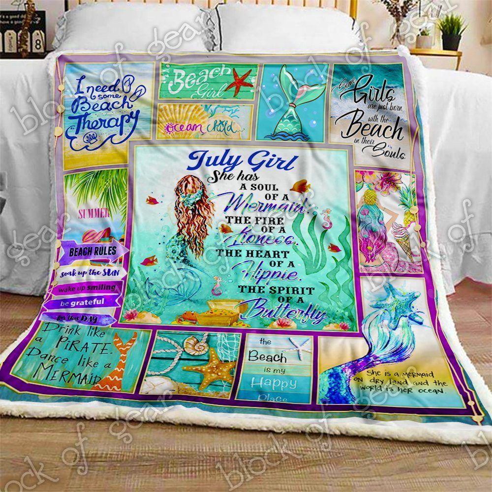 July Girl A Soul Of A Mermaid Sherpa Fleece Blanket
