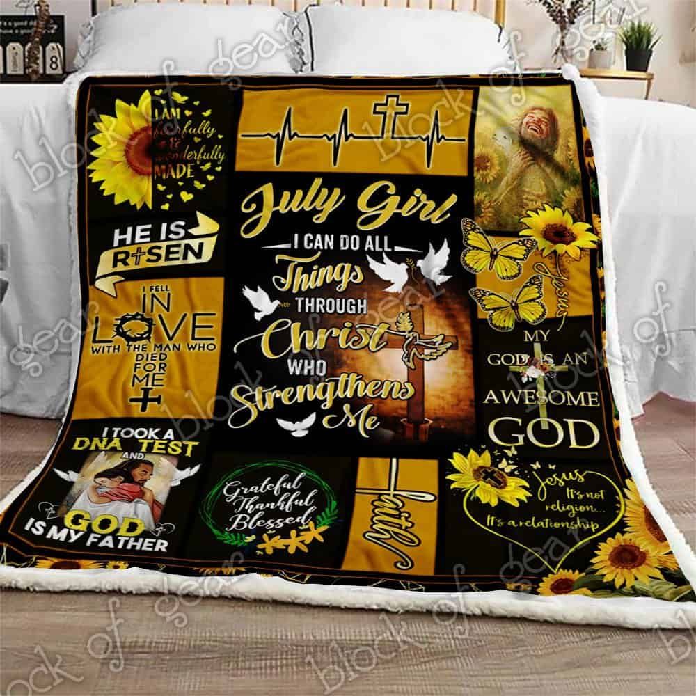 July Girl I Can Do All Things Fleece Blanket