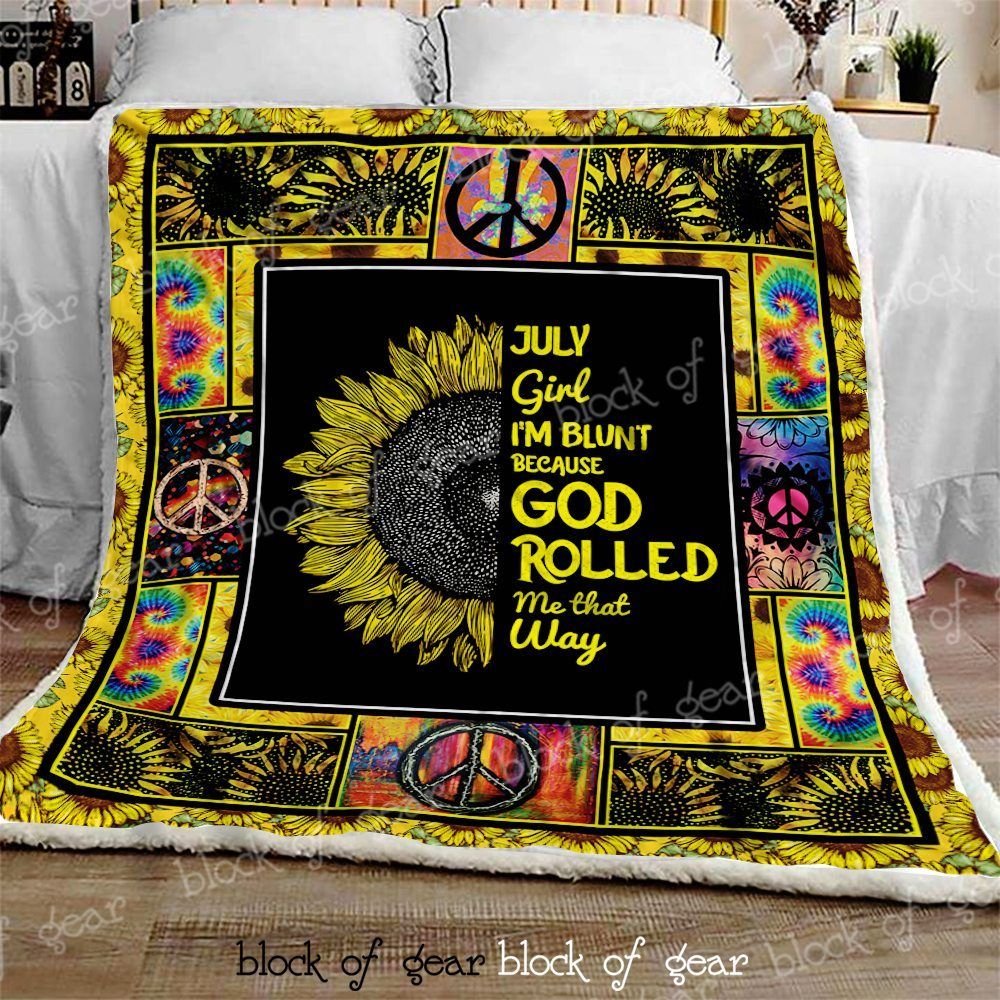July Girl Sunflower And Hippie Sherpa Fleece Blanket