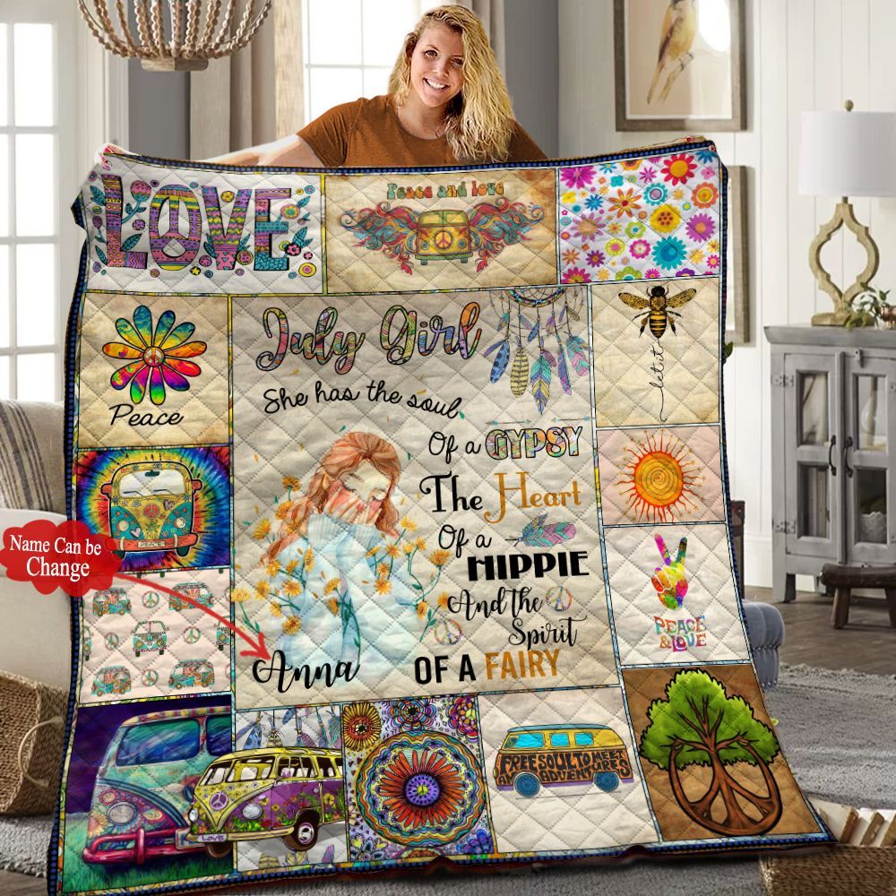 July Personalized Quilt Blanket HHH040610NH