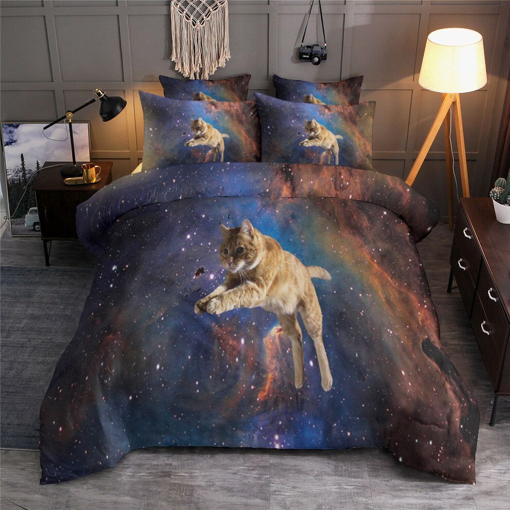 Jumping Galaxy Cat Bedding Set