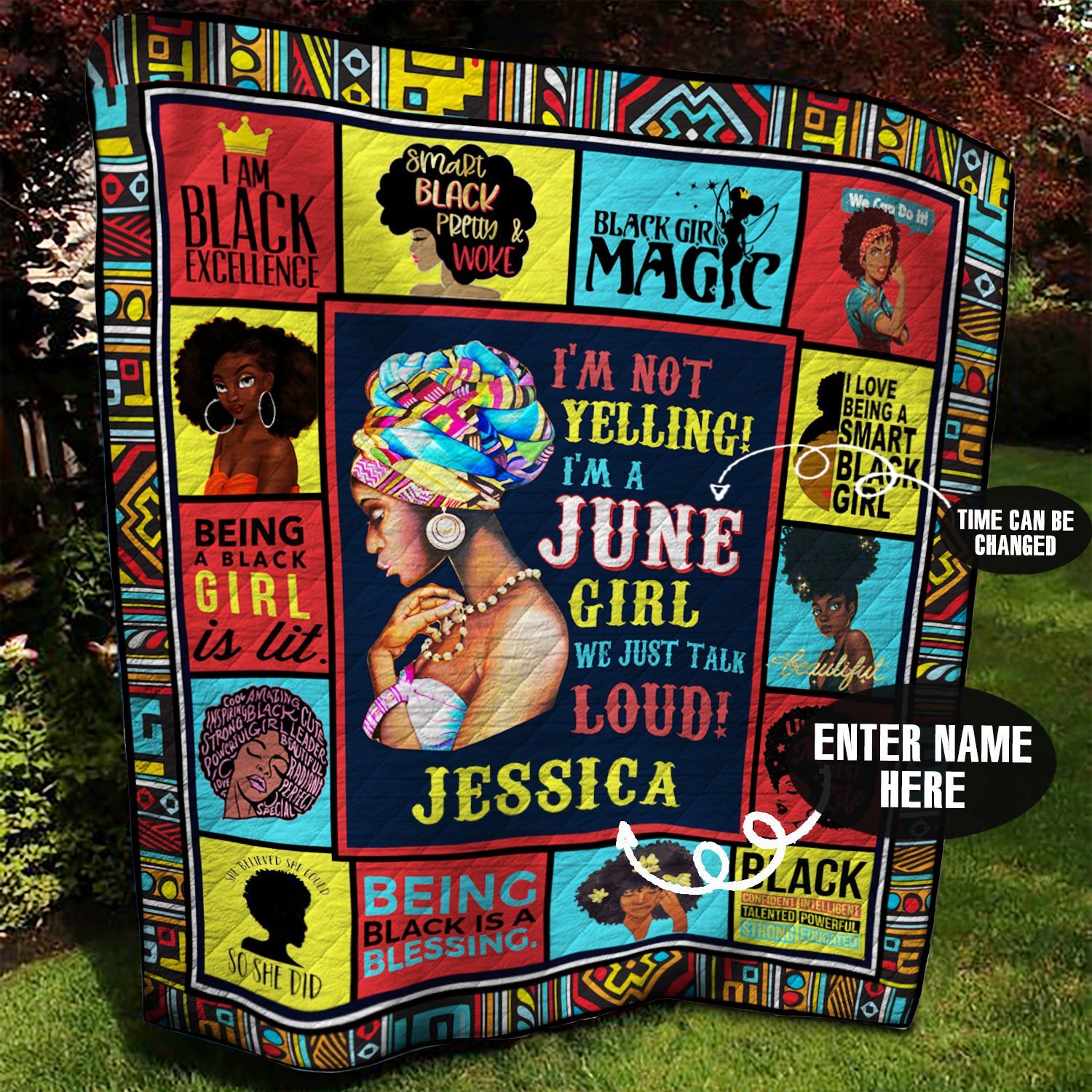 June Black Girl Personalized Quilt Blanket BBB030645HT