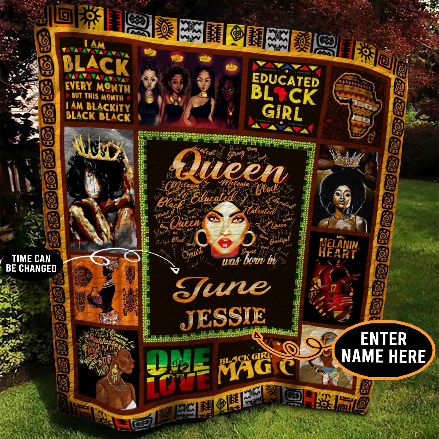 June Black Girl Personalized Quilt Blanket BBB050607NB