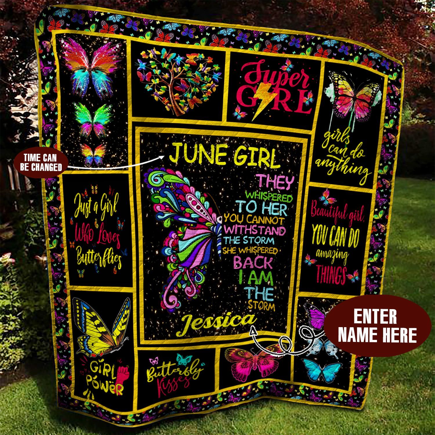 June Butterfly Personalized Quilt Blanket BBB050632MH