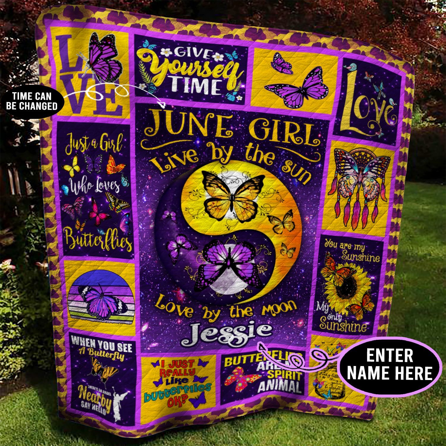 June Butterfly Personalized Quilt Blanket BBB100604NB