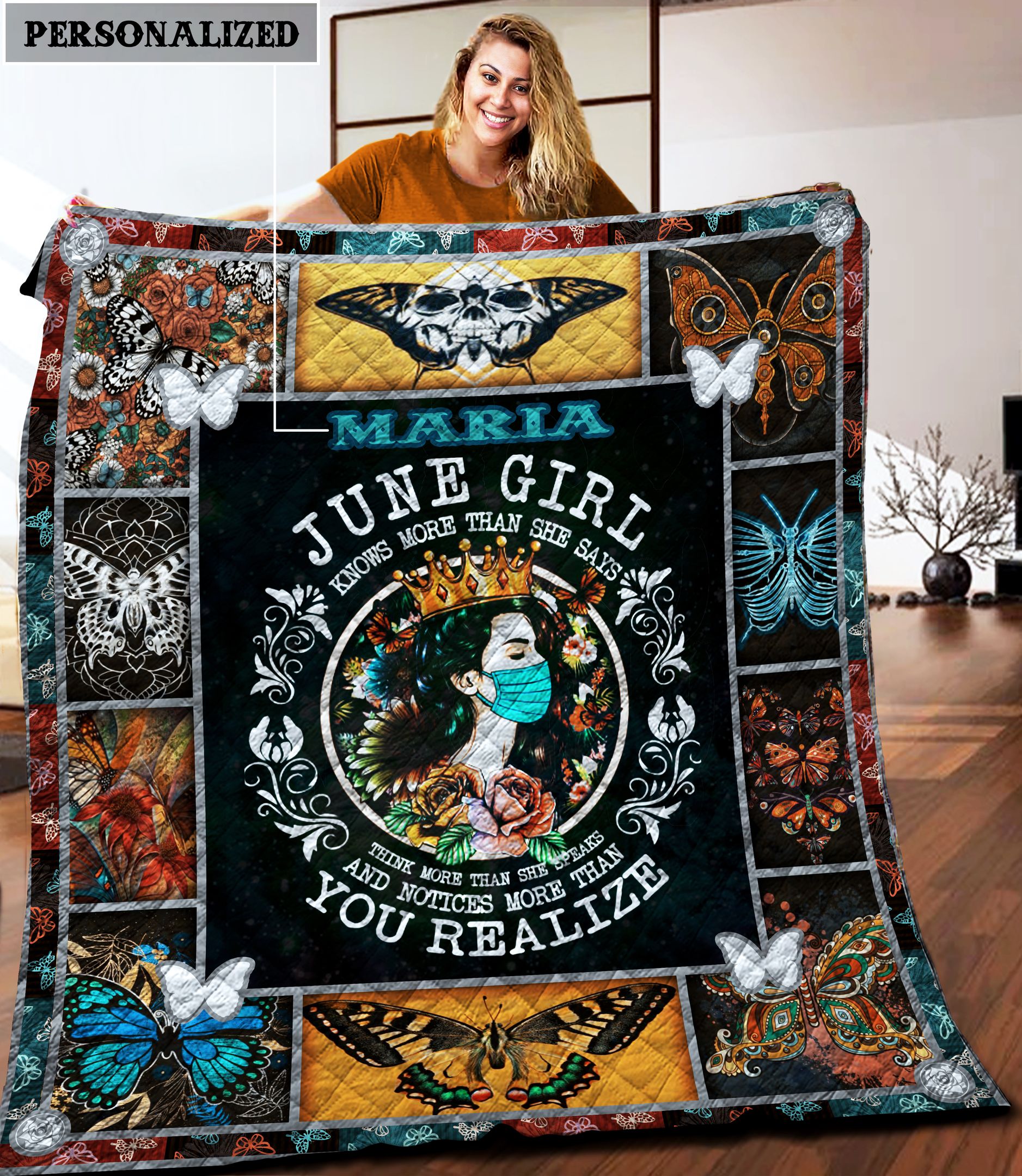 June Butterfly Personalized Quilt Blanket C9B020601CT