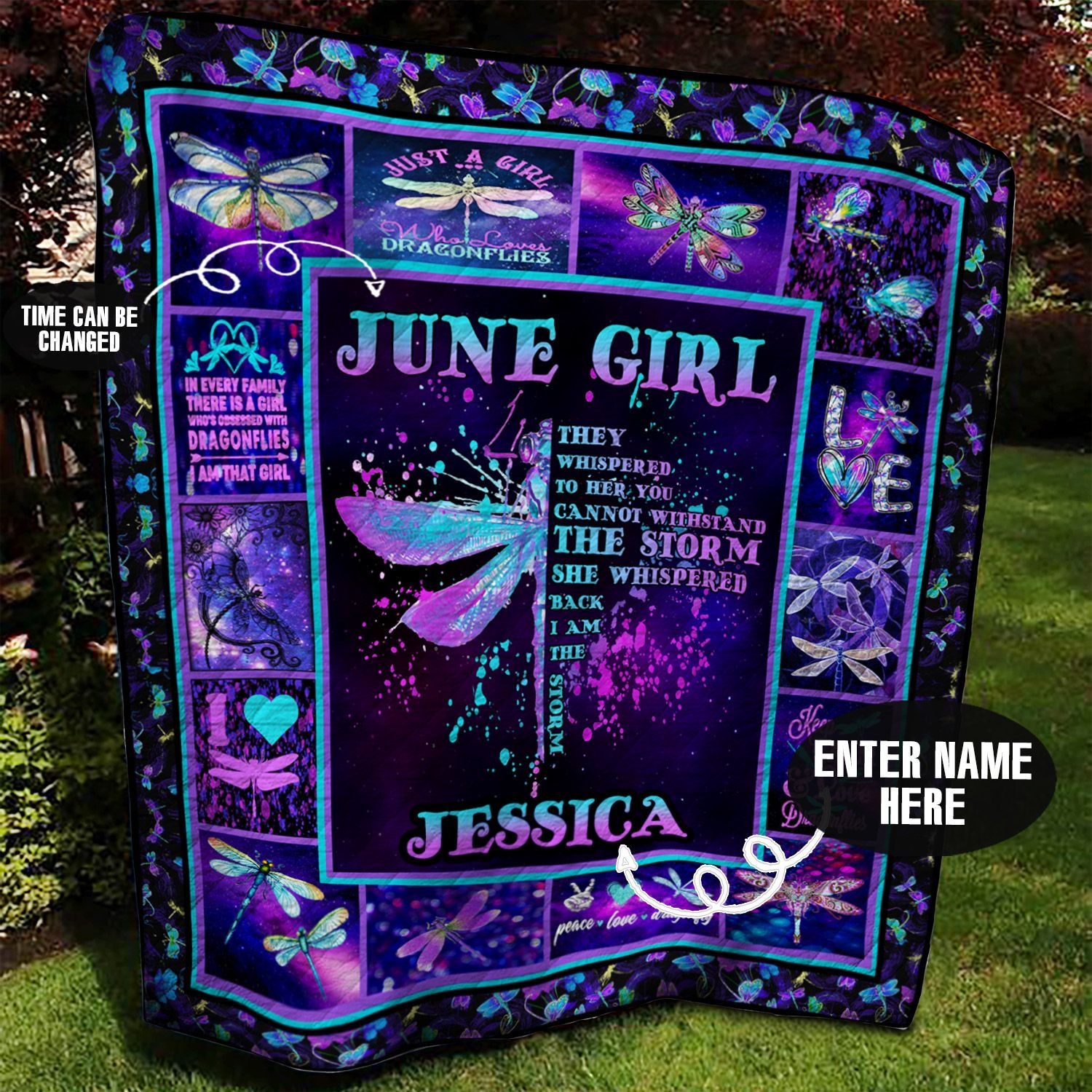 June Dragonfly Personalized Quilt Blanket BBB050667HT