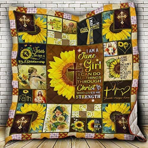 June Girl Jesus Sunflower CL18100393MDQ Quilt Blanket