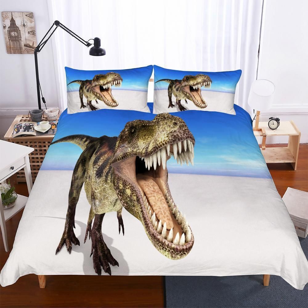 Jurassic Dinosaur 3 Pieces Blue Bedding Set