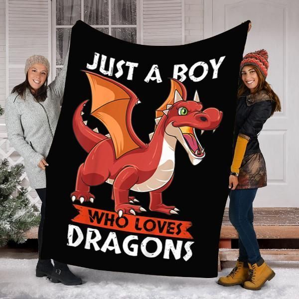 Just A Boy Who Loves Dragons Sherpa Fleece Blanket