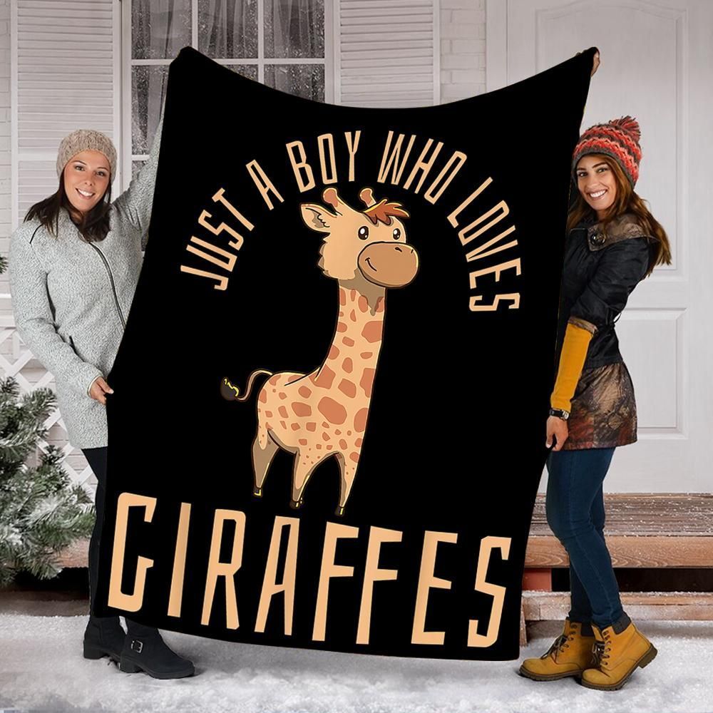 Just A Boy Who Loves Giraffe Sherpa Fleece Blanket