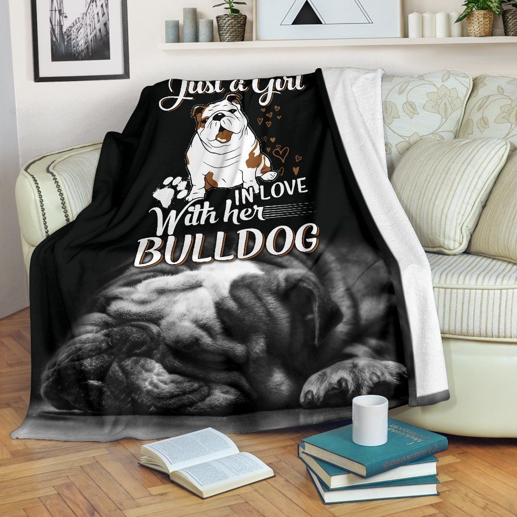 Just A Girl In Love With Her Bulldog Sherpa Fleece Blanket