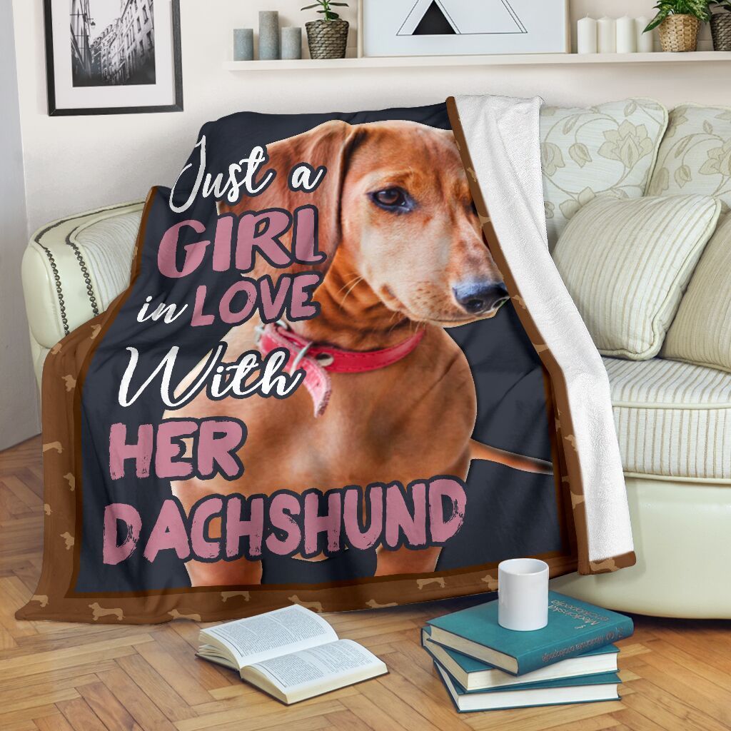Just A Girl In Love With Her Dachshund Sherpa Fleece Blanket