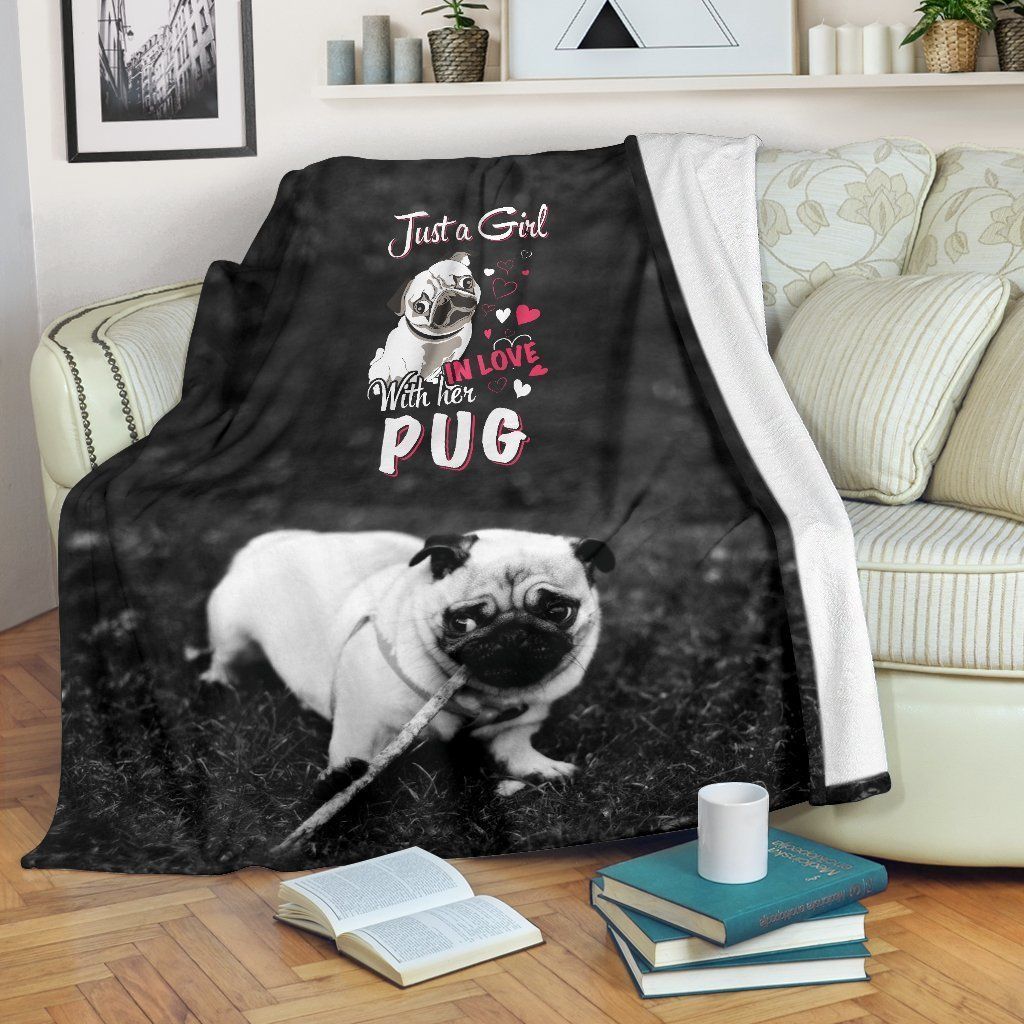 Just A Girl In Love With Her Pug Sherpa Fleece Blanket