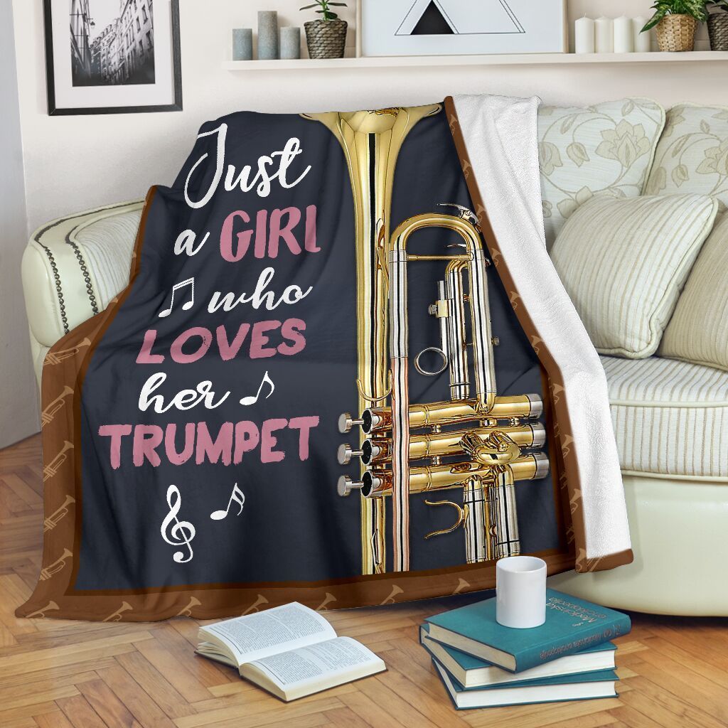 Just A Girl Loves Her Trumpet Fleece Blanket Fleece Blanket