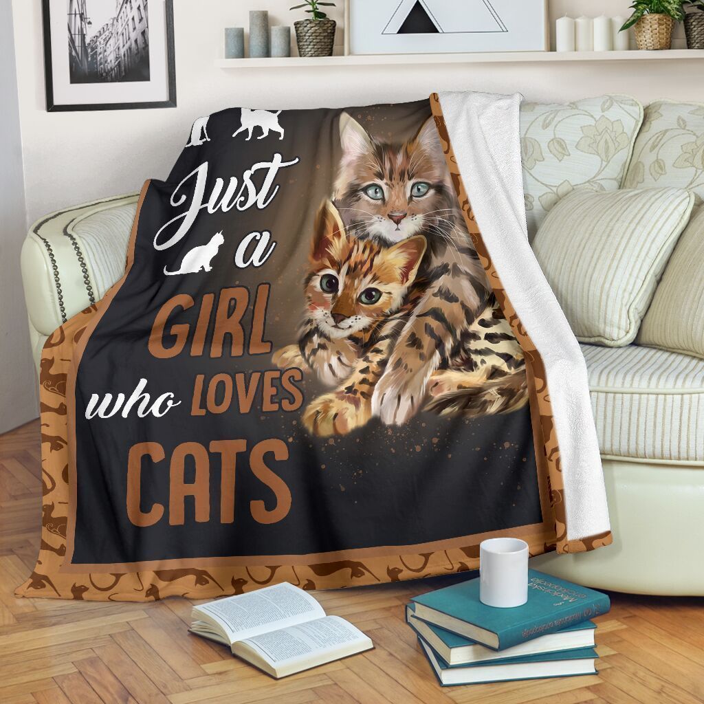 Just A Girl Who Love Cats Sherpa Fleece Blanket