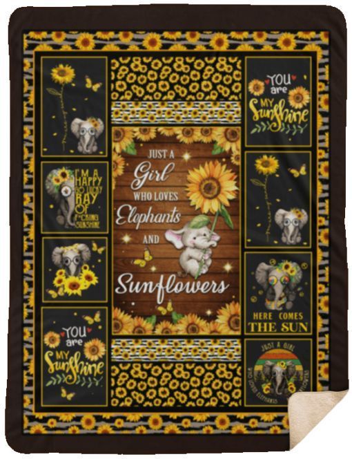 Just A Girl Who Love Elephants And Sunflowers Sherpa Fleece Blanket