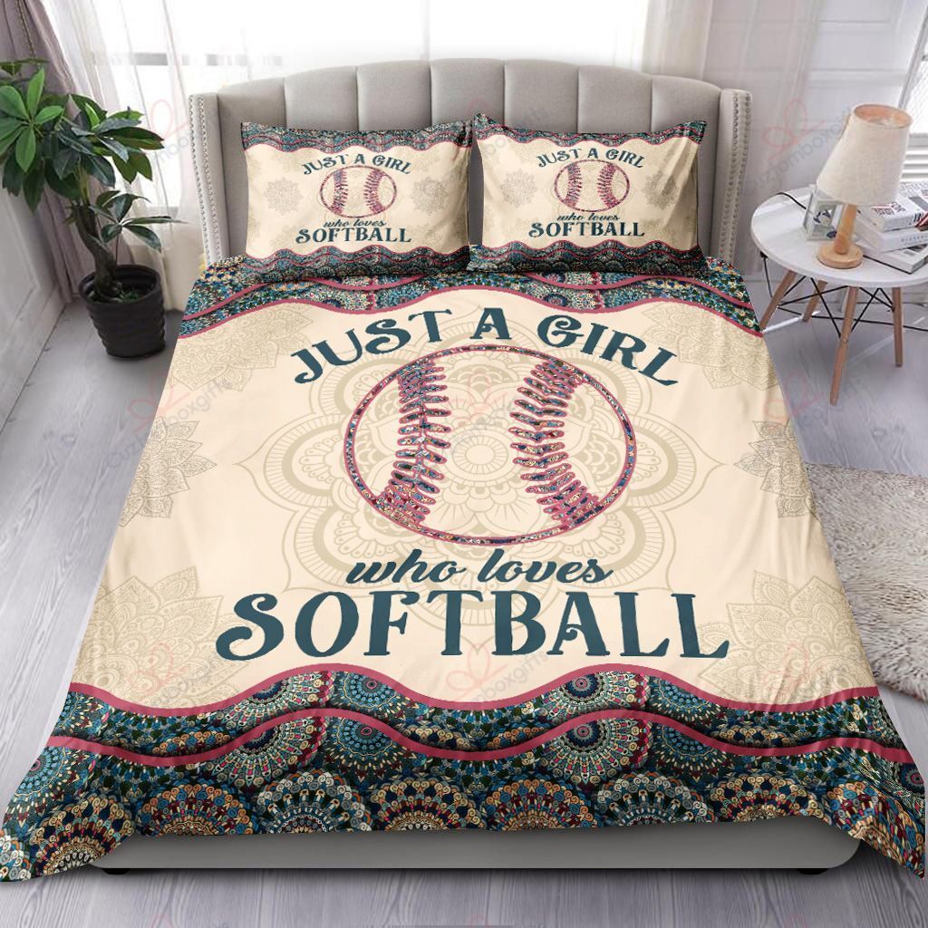 Just A Girl Who Love Softball Mandala Bedding Set