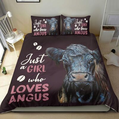 Just A Girl Who Loves Angus Cattle Bedding Set