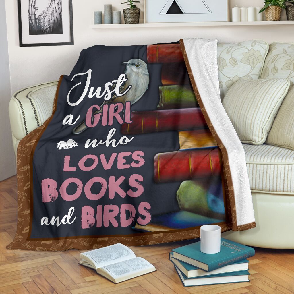 Just A Girl Who Loves Books And Birds Sherpa Fleece Blanket