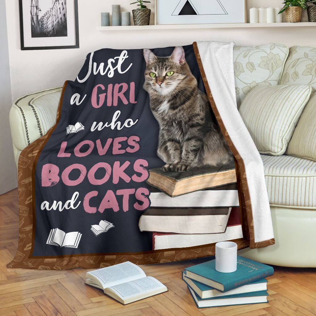 Just A Girl Who Loves Books And Cats Sherpa Fleece Blanket