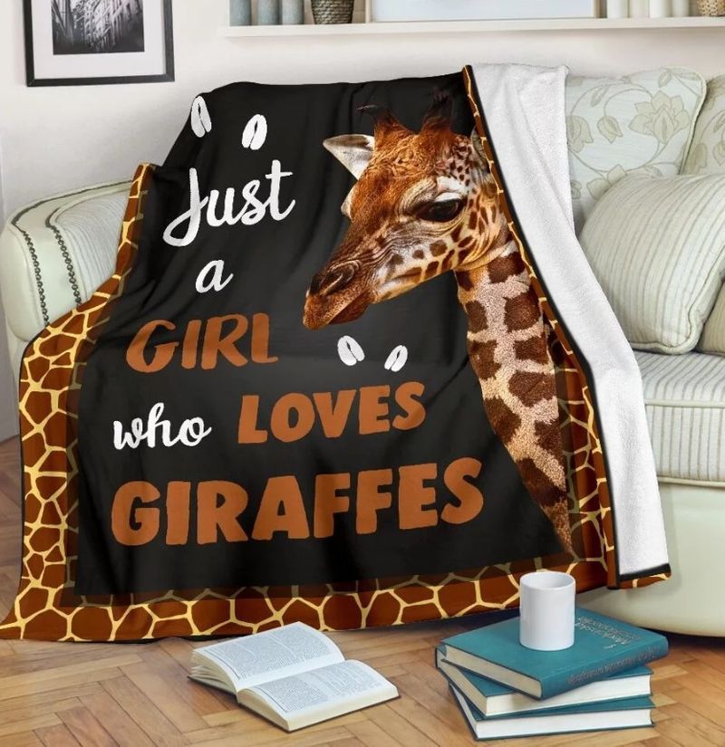 Just A Girl Who Loves Books Giraffe Sherpa Fleece Blanket