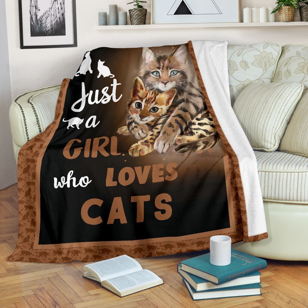 Just A Girl Who Loves Cats Sherpa Fleece Blanket