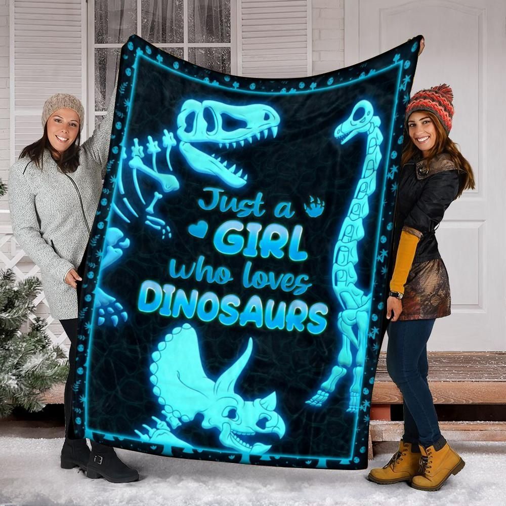 Just A Girl Who Loves Dinosaur Sherpa Fleece Blanket