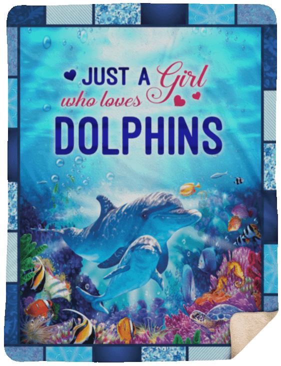 Just A Girl Who Loves Dolphins Sherpa Fleece Blanket