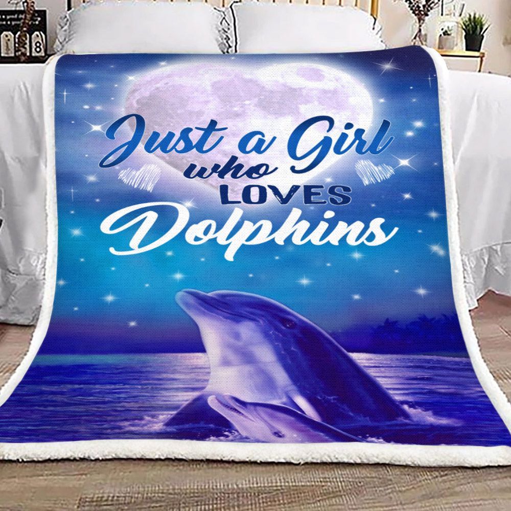 Just A Girl Who Loves Dolphins Sherpa Fleece Blanket