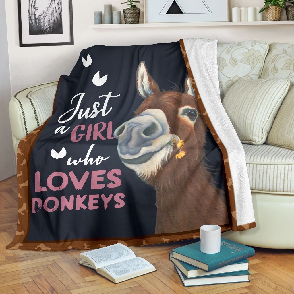 Just A Girl Who Loves Donkey Sherpa Fleece Blanket