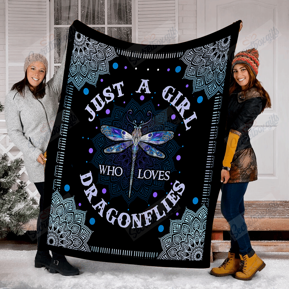 Just A Girl Who Loves Dragonflies Fleece Blanket