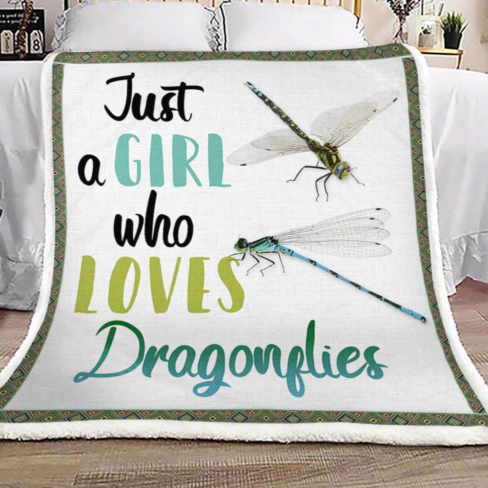 Just A Girl Who Loves Dragonflies Sherpa Fleece Blanket