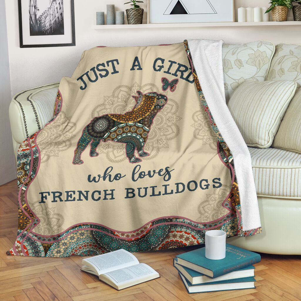 Just A Girl Who Loves French Bulldogs Mandala Fleece Blanket Fleece Blanket