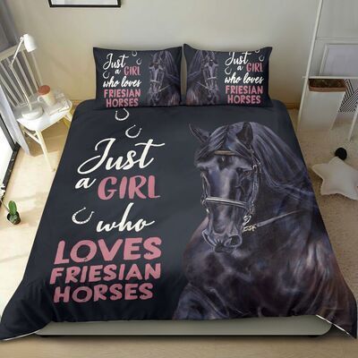 Just A Girl Who Loves Friesian Horse Bedding Set