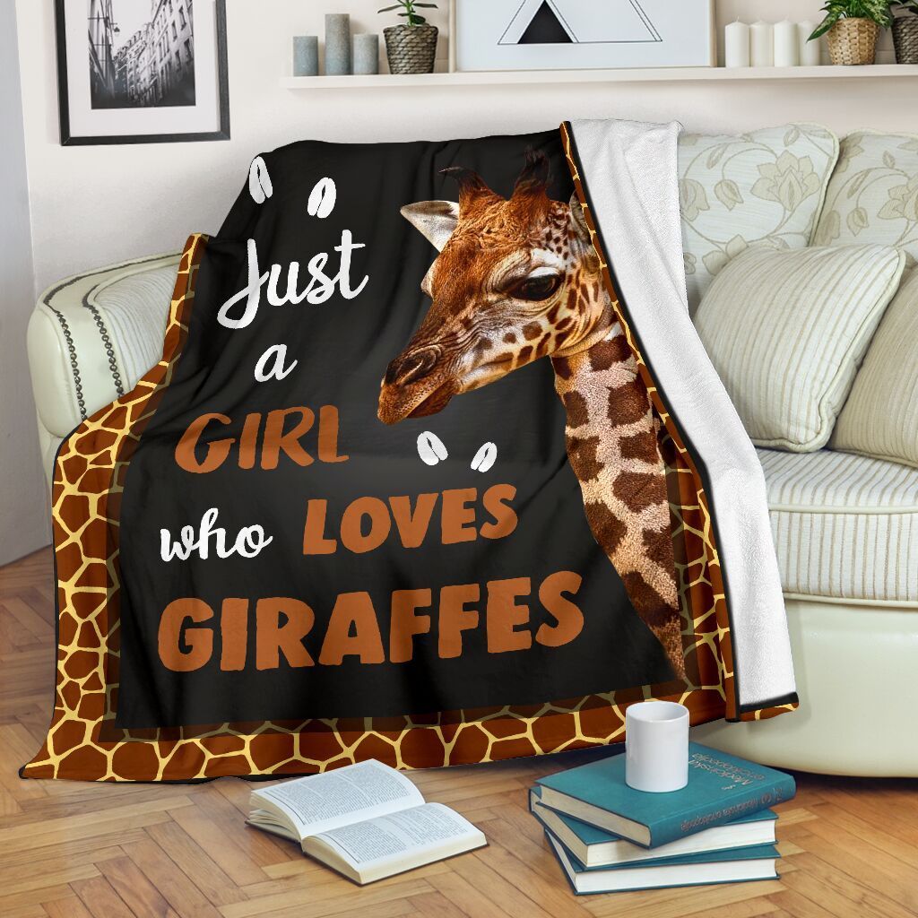 Just A Girl Who Loves Giraffes Fleece Blanket Fleece Blanket