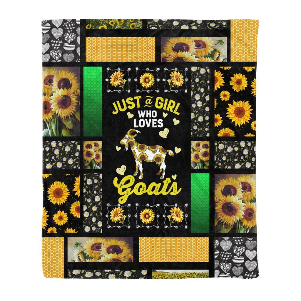 Just A Girl Who Loves Goats Farming Sunflower Sherpa Fleece Blanket