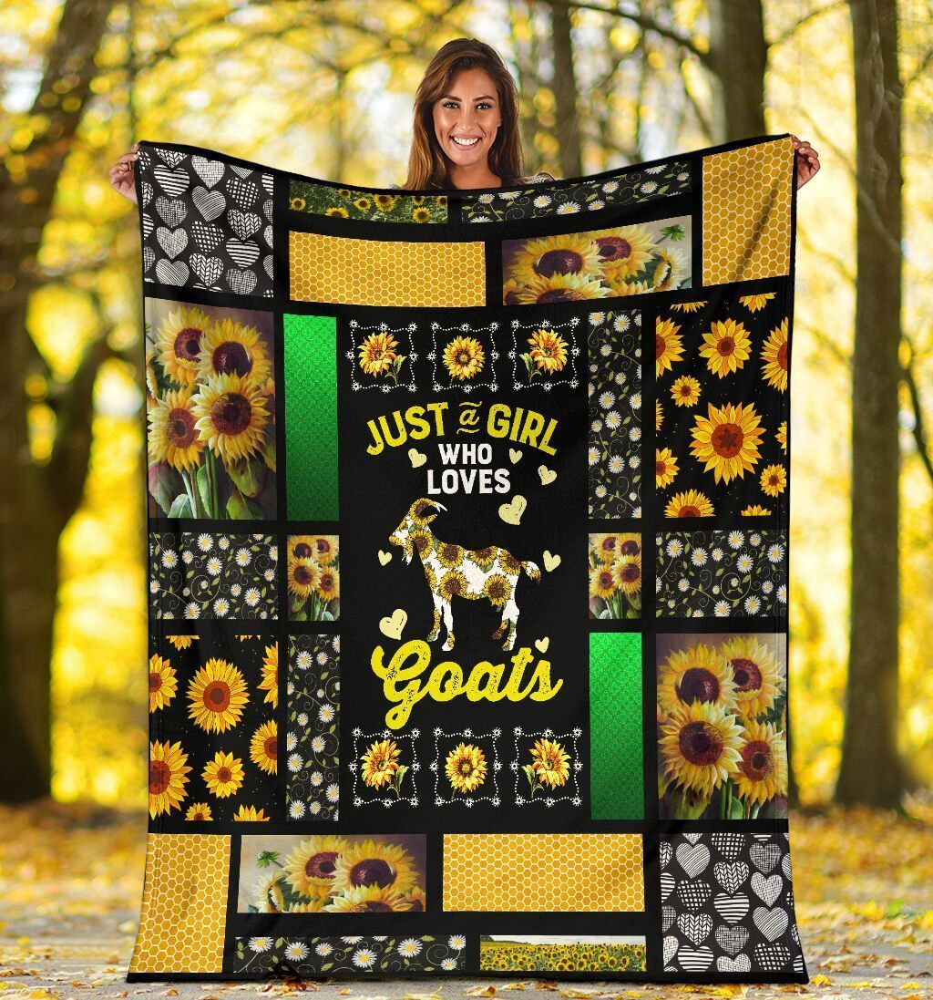 Just A Girl Who Loves Goats Farming Sunflower Fleece Blanket