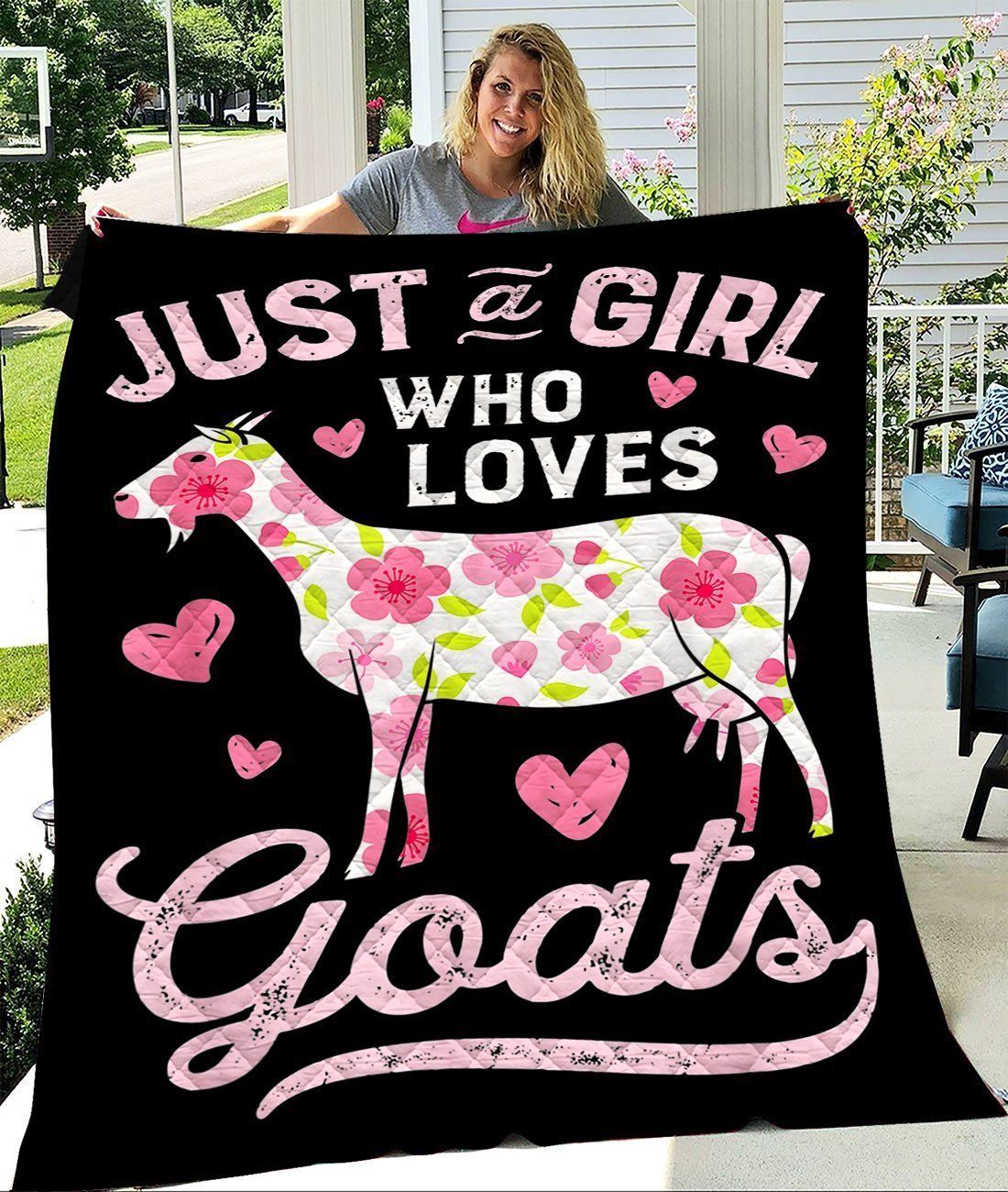 Just A Girl Who Loves Goats Quilt Blanket