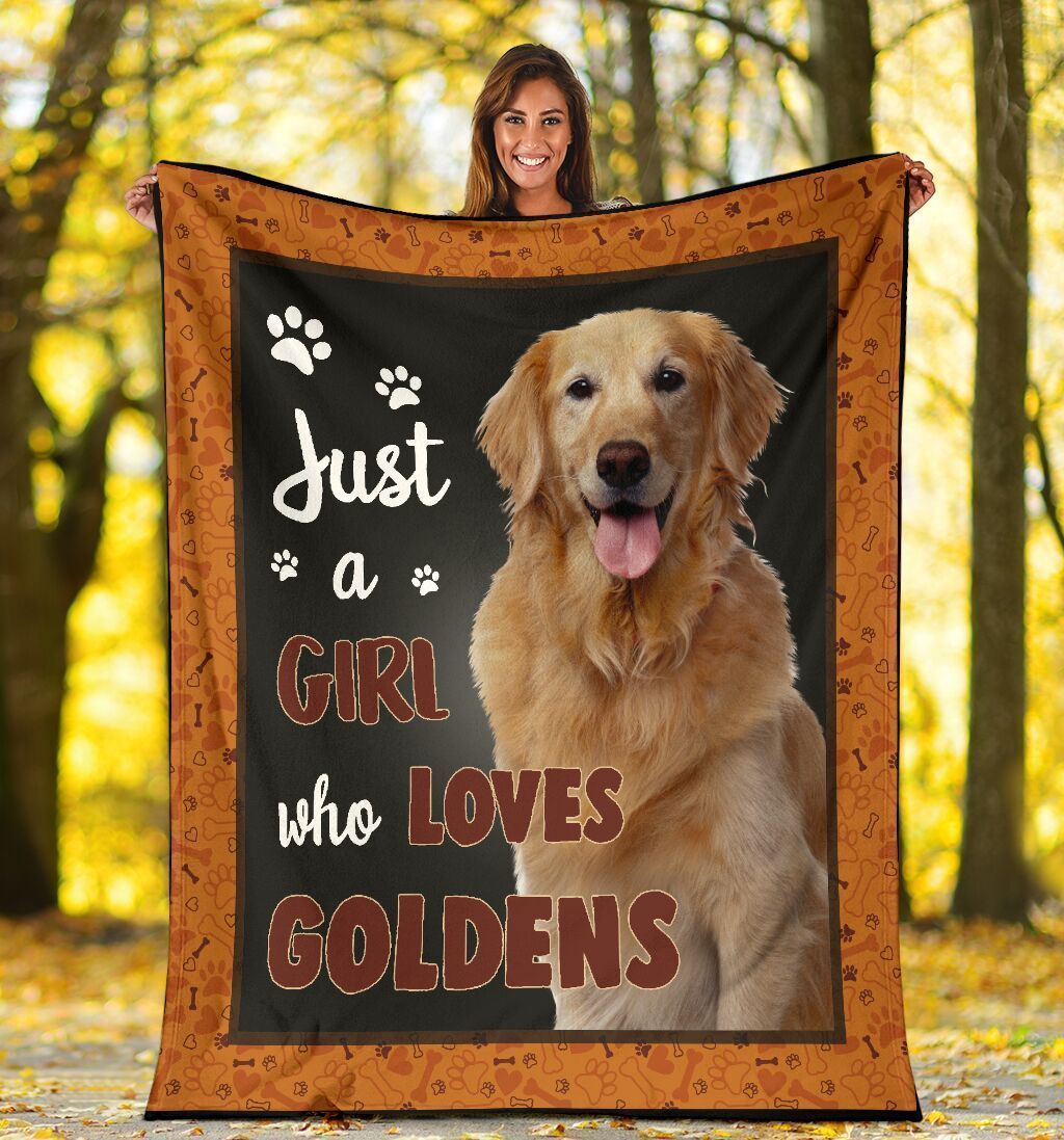 Just A Girl Who Loves Goldens Golden Retriever Sherpa Fleece Blanket