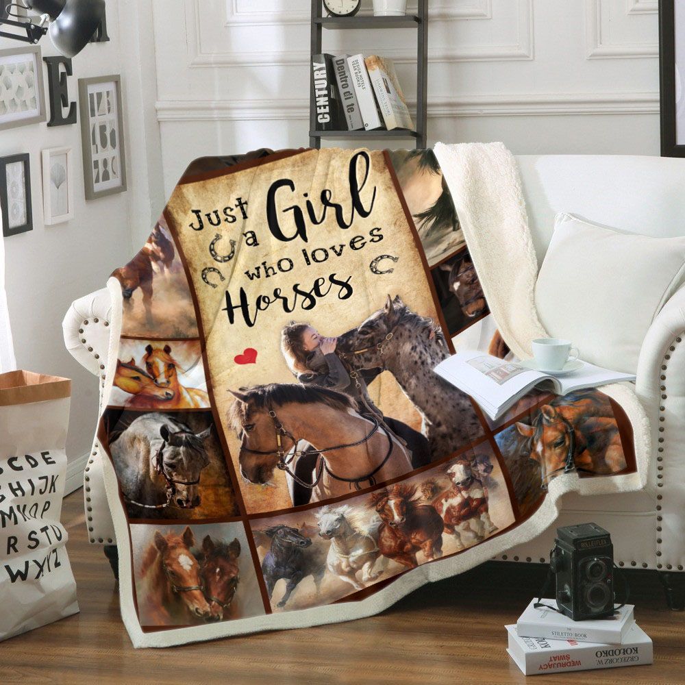 Just A Girl Who Loves Horses Fleece Blanket