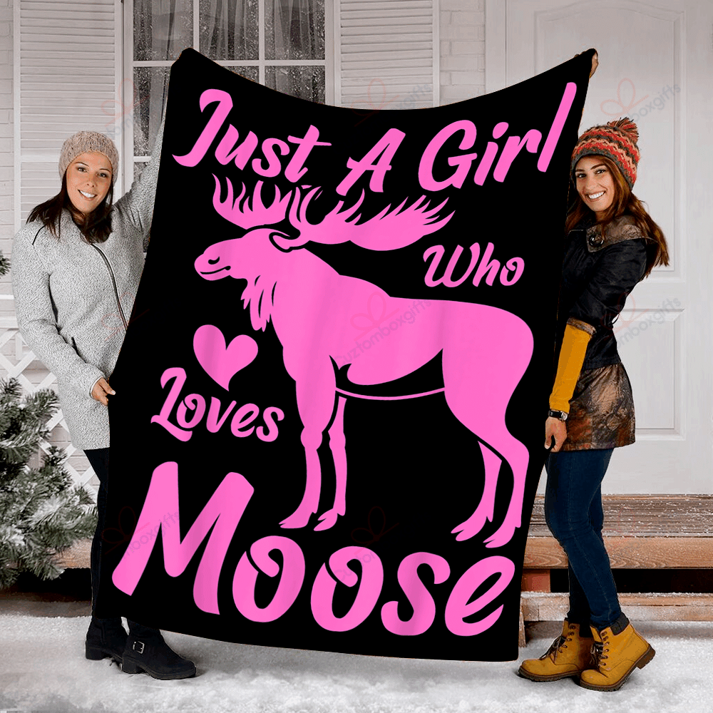 Just A Girl Who Loves Moose Sherpa Fleece Blanket