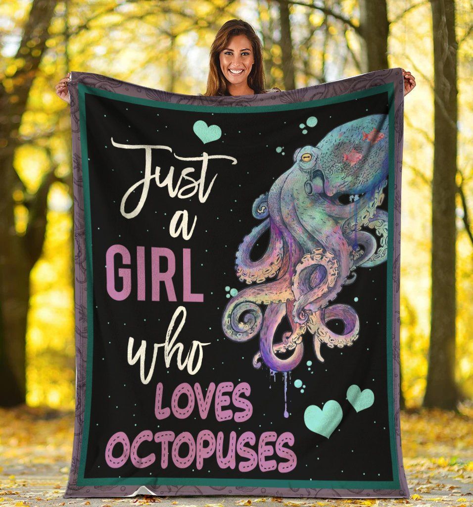 Just A Girl Who Loves Octopuses Octopus Sherpa Fleece Blanket