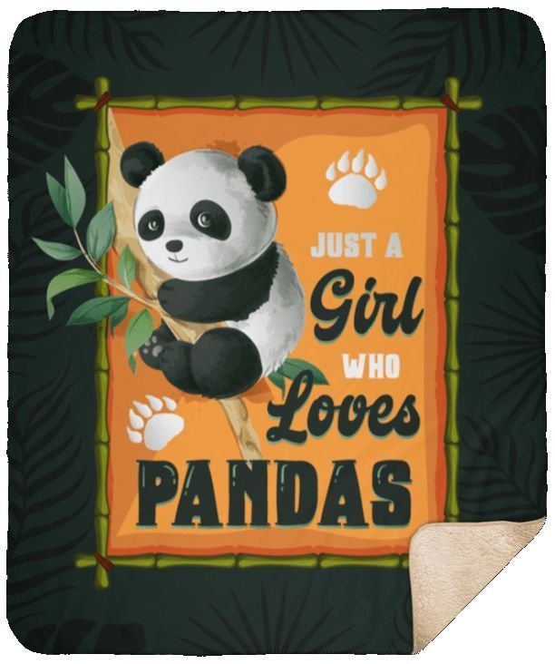 Just A Girl Who Loves Pandas Sherpa Fleece Blanket
