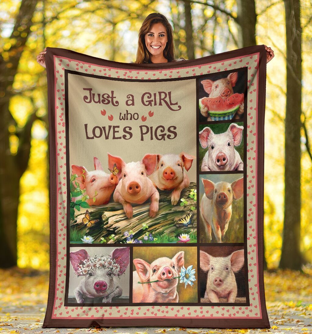 Just A Girl Who Loves Pigs Farming Farmer Fleece Blanket