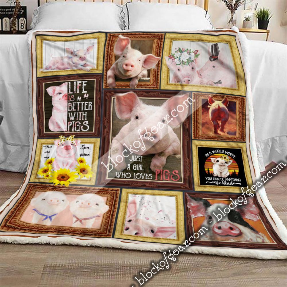 Just A Girl Who Loves Pigs Sherpa Fleece Blanket
