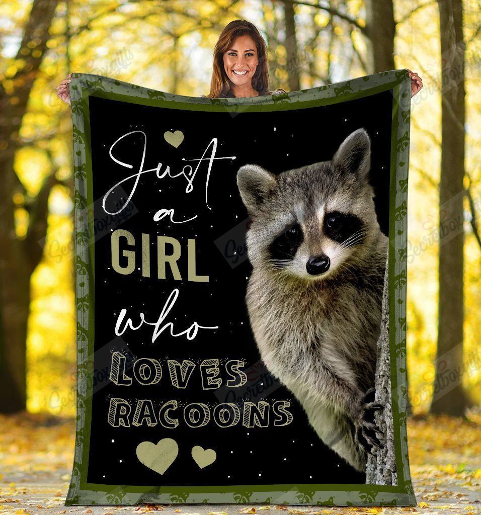 Just A Girl Who Loves Raccoons Raccoon Fleece Blanket