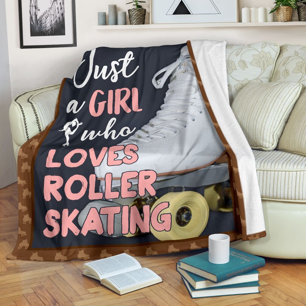 Just A Girl Who Loves Roller Skating Fleece Blanket Fleece Blanket