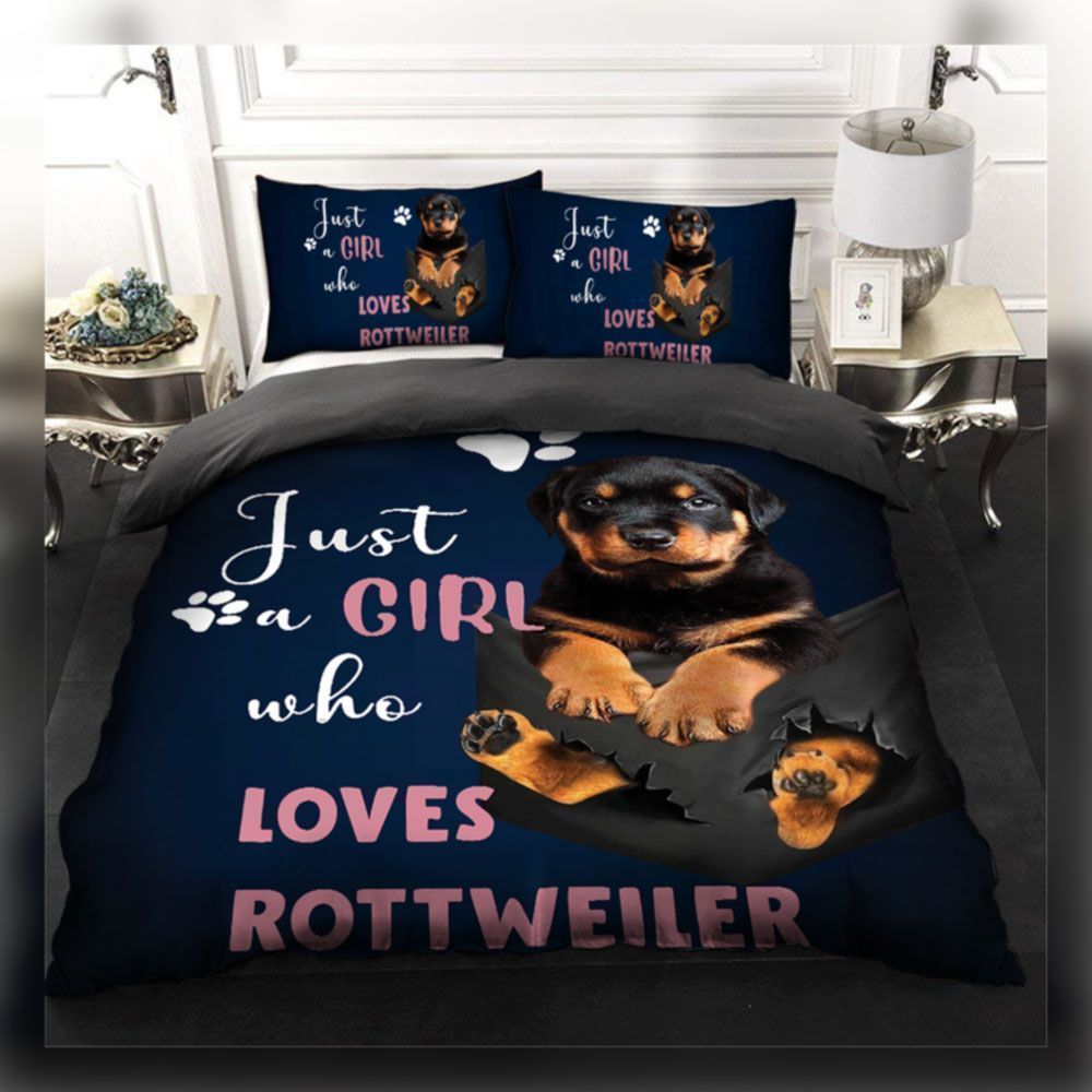 Just A Girl Who Loves Rottweiler Bedding Set